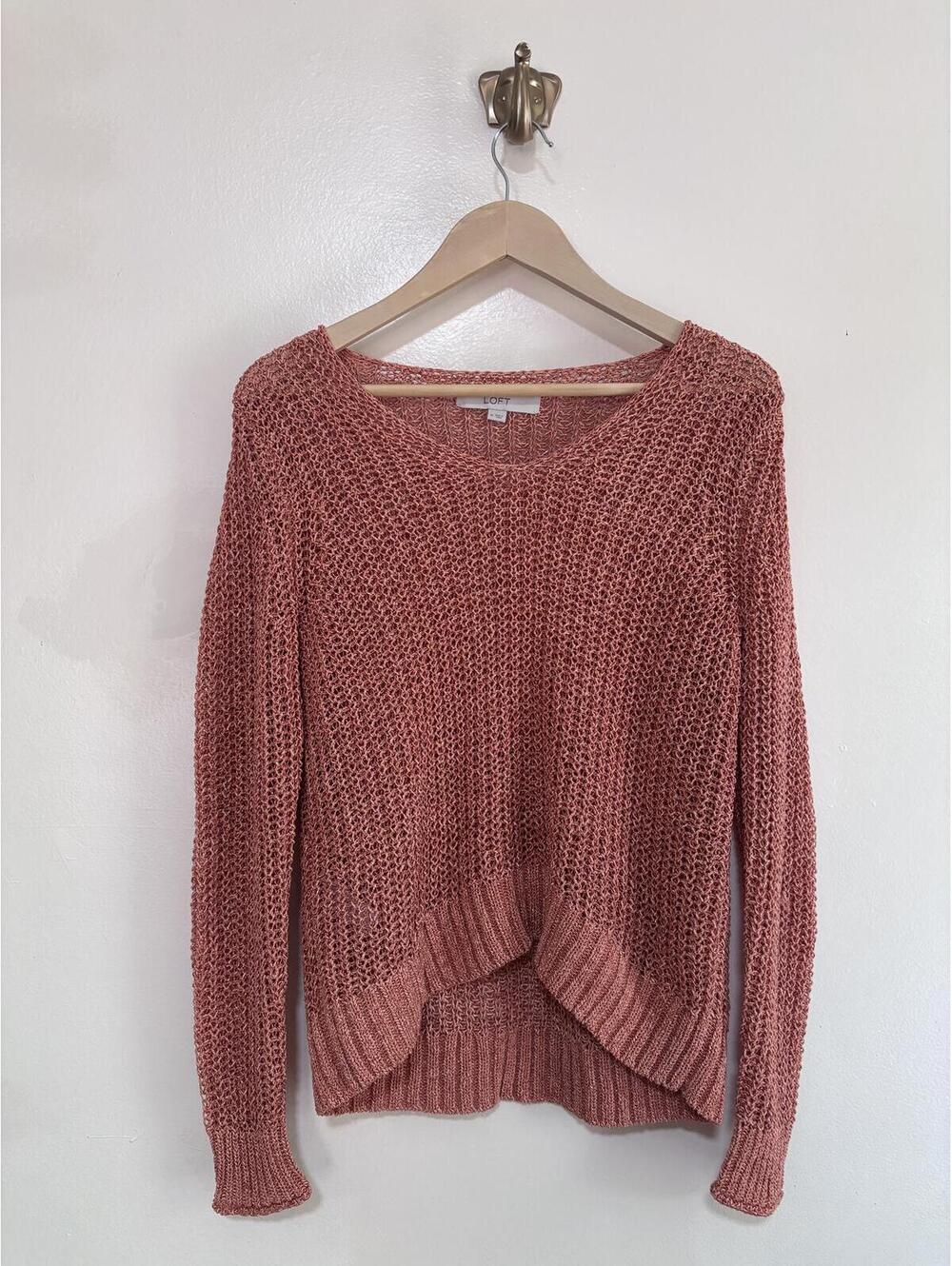 LOFT Orange Open Knit Top size M